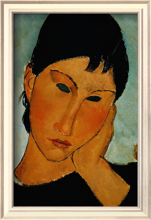 Detail of Female Head from Elvira Resting at a Table - Amedeo Modigliani Paintings